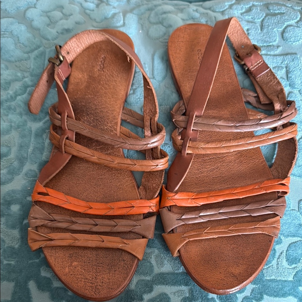 Ecote at Anthropologie Brown and Orange Sandals with Secure Ankle Straps